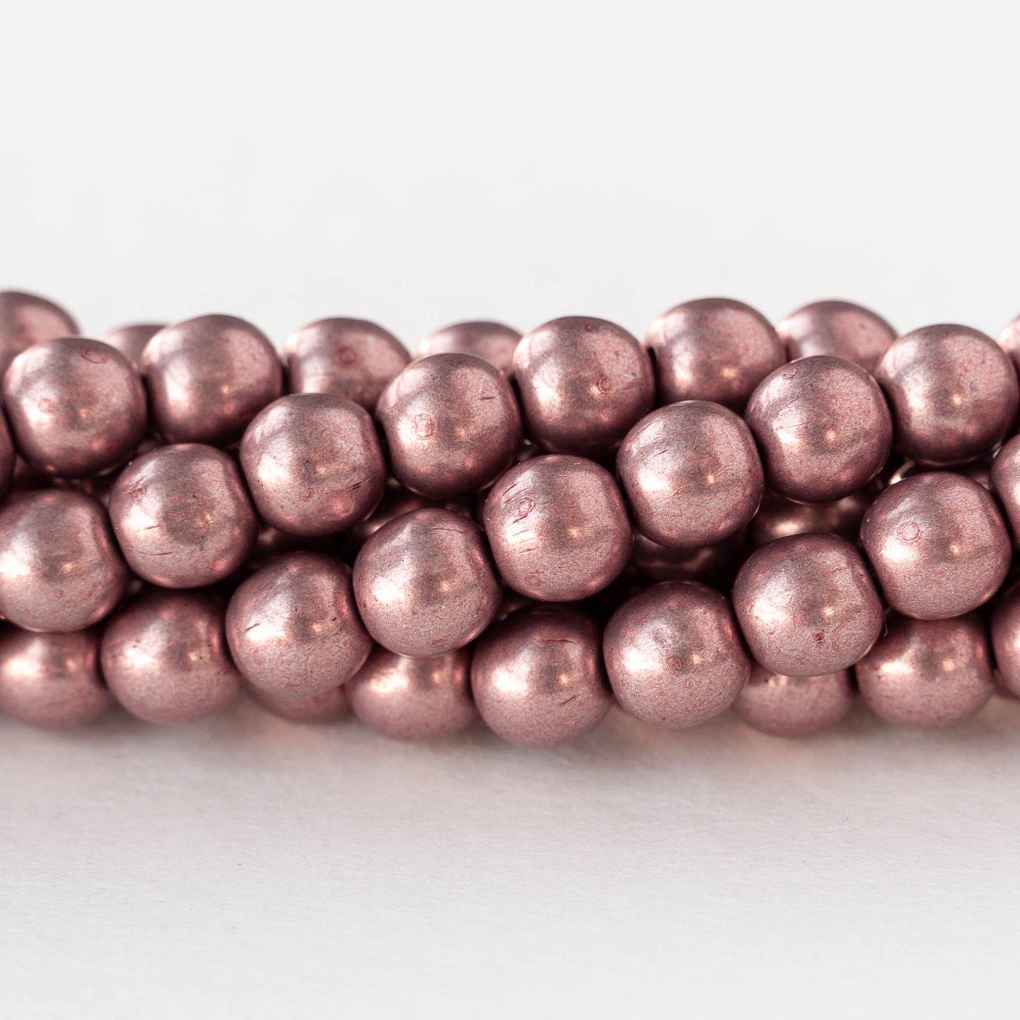 6mm Round Glass Beads - Metallic Peach - 50 beads