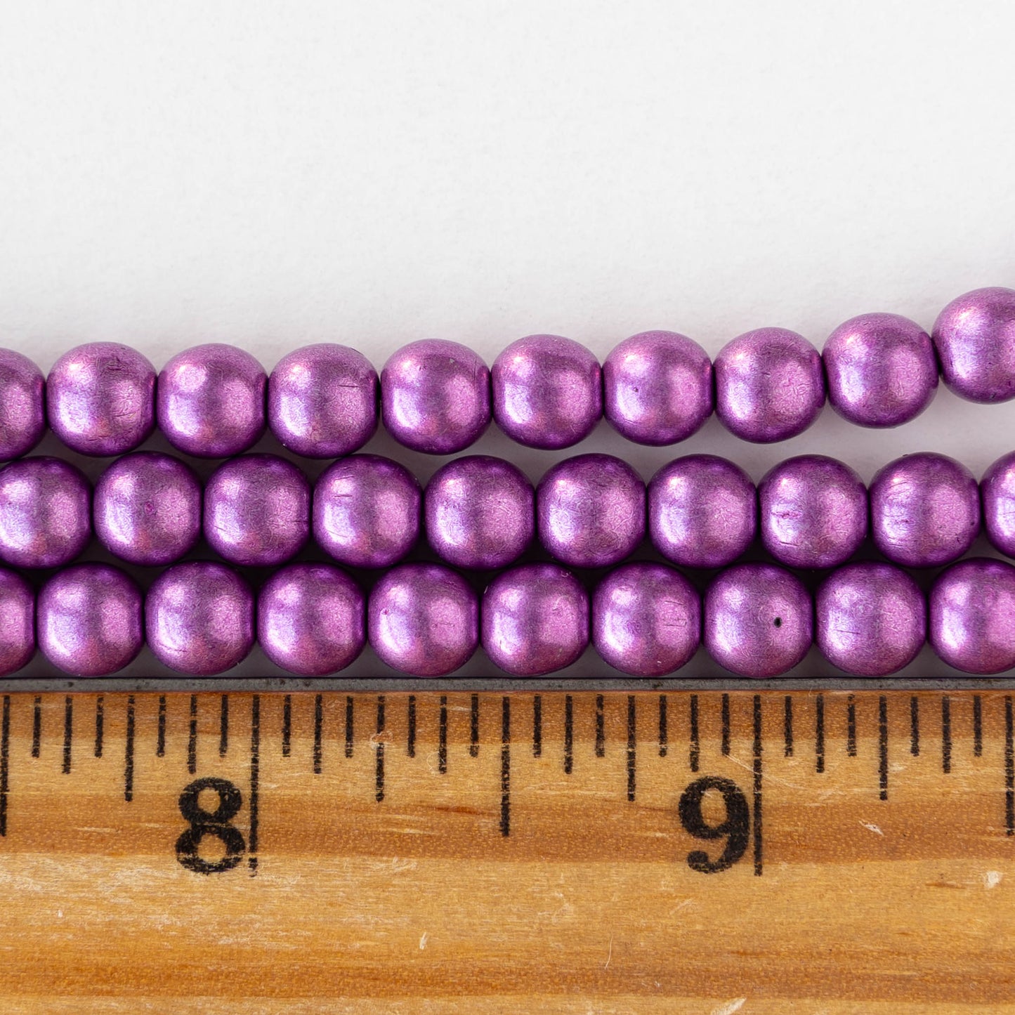 6mm Round Glass Beads - Metallic Purple - 50 beads