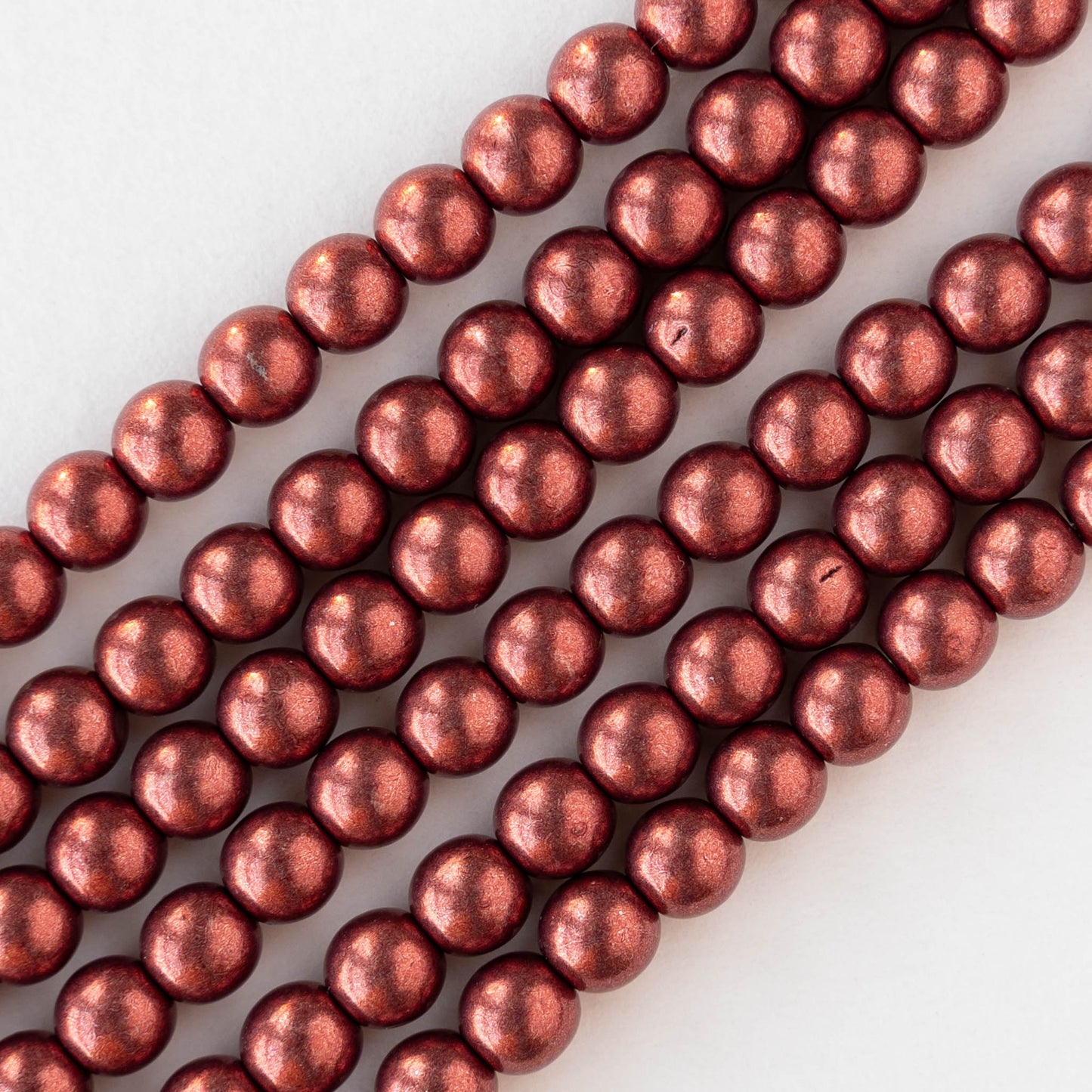 6mm Round Glass Beads - Metallic Burnt Orange - 50 beads