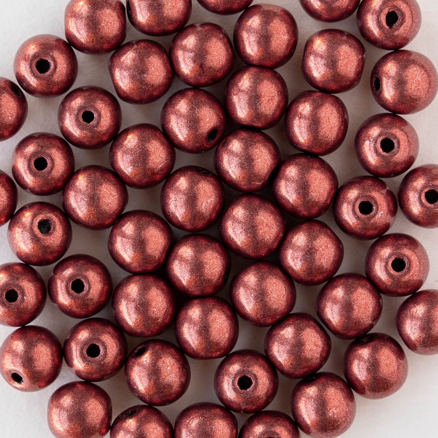 6mm Round Glass Beads - Metallic Burnt Orange - 50 beads