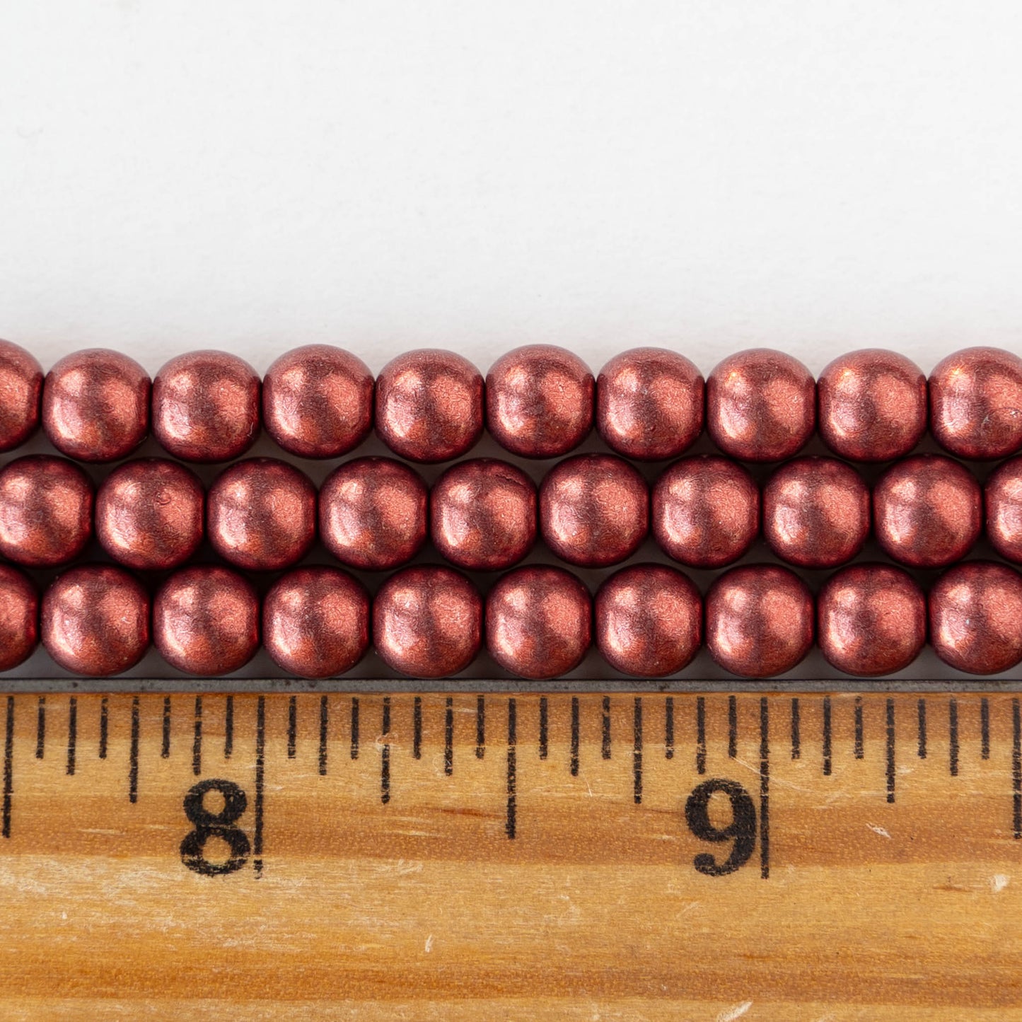 6mm Round Glass Beads - Metallic Burnt Orange - 50 beads