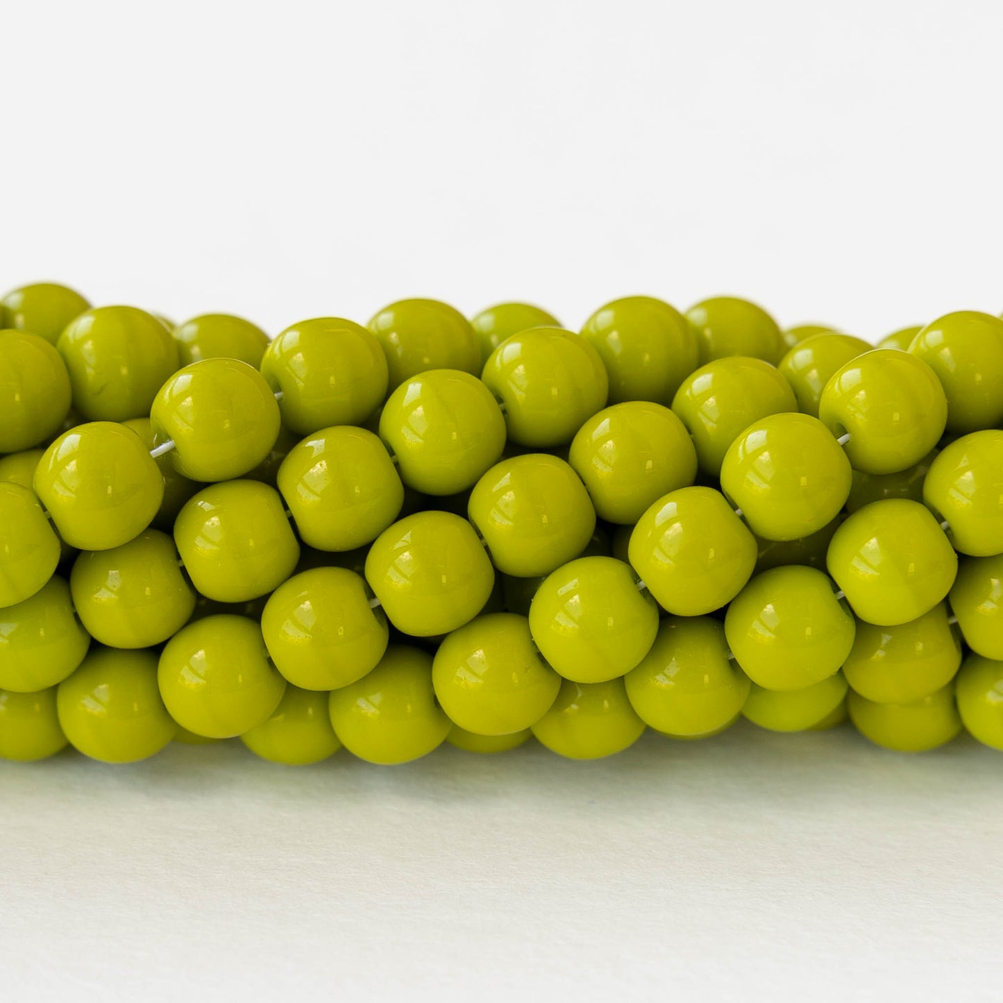 6mm Round Glass Beads - Opaque Lime Green - 25 or 75 beads