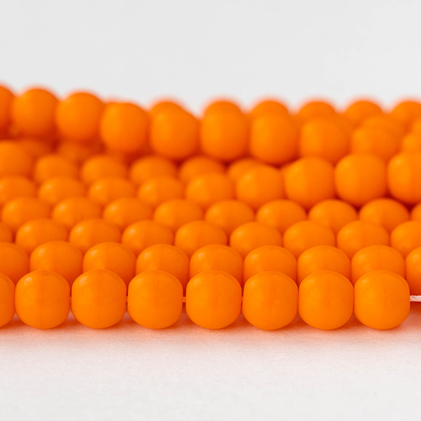 6mm Round Glass Beads - Opaque Orange - 25 or 75 beads