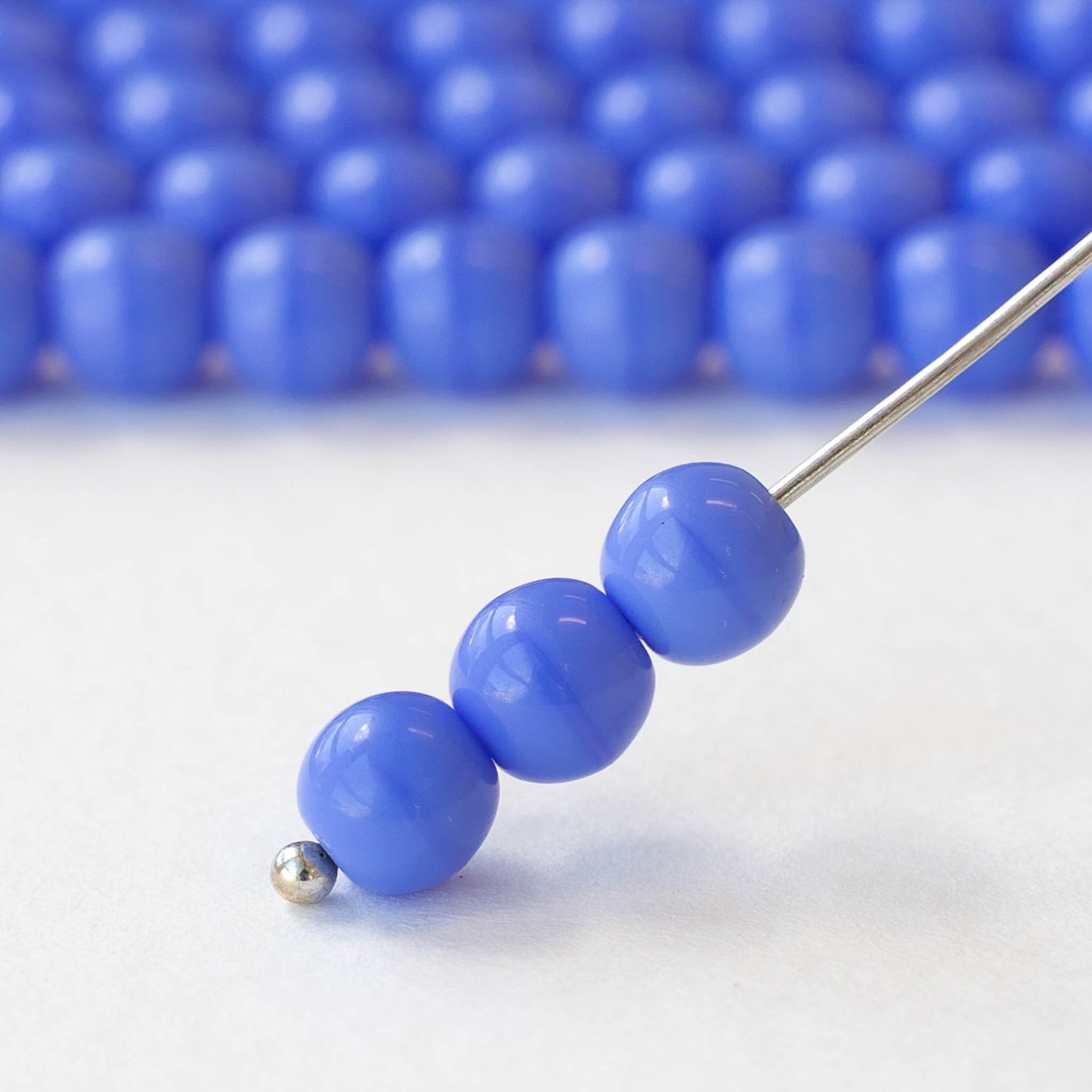 6mm Round Glass Beads - Opaque Periwinkle Blue - 25 or 75 beads