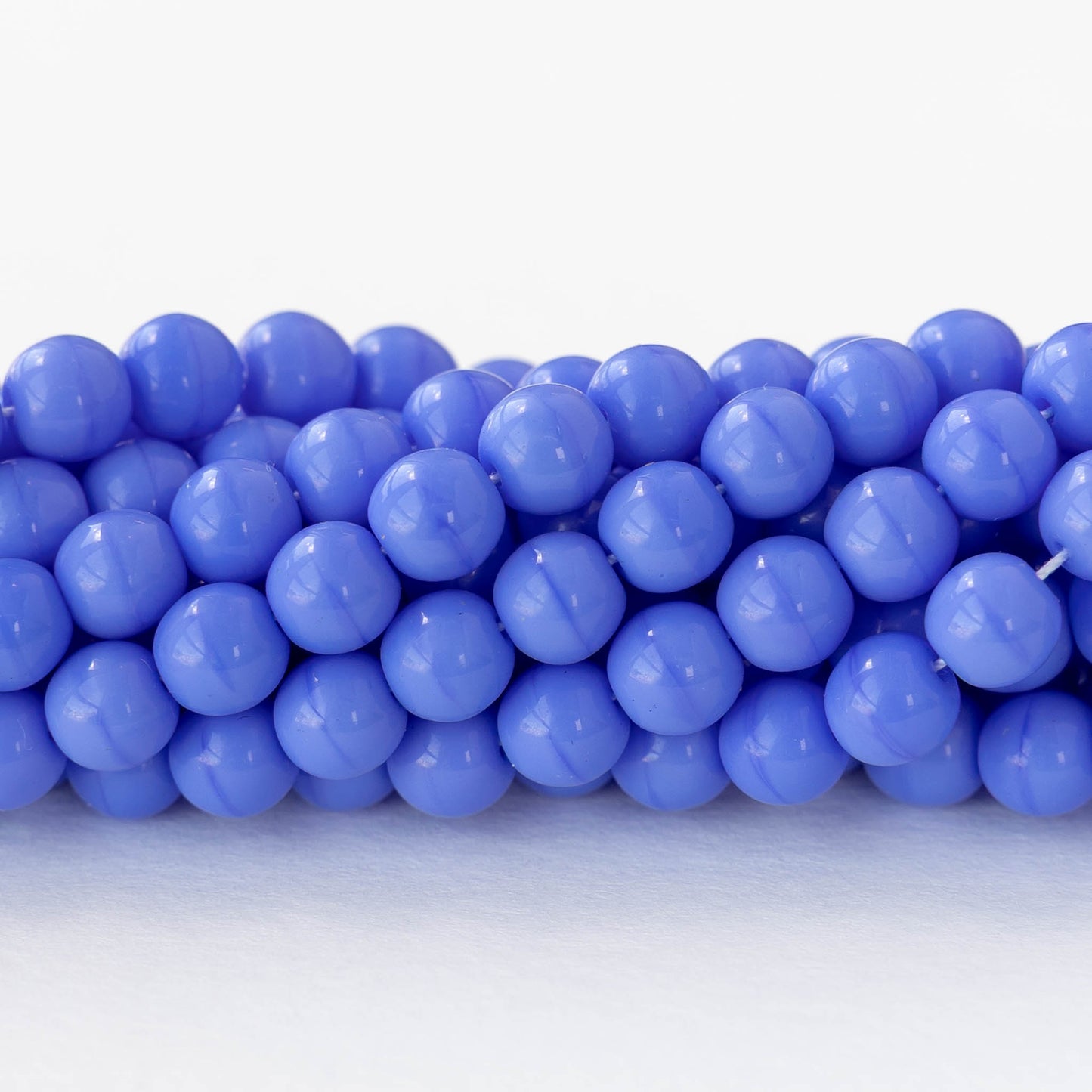 6mm Round Glass Beads - Opaque Periwinkle Blue - 25 or 75 beads