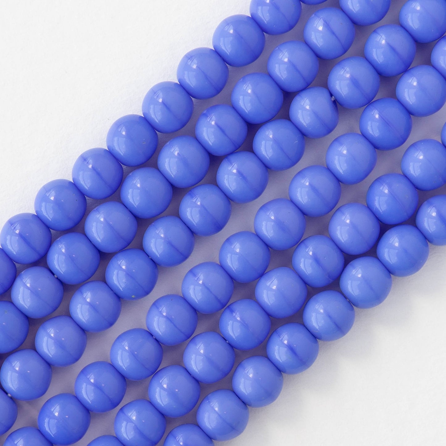 6mm Round Glass Beads - Opaque Periwinkle Blue - 25 or 75 beads