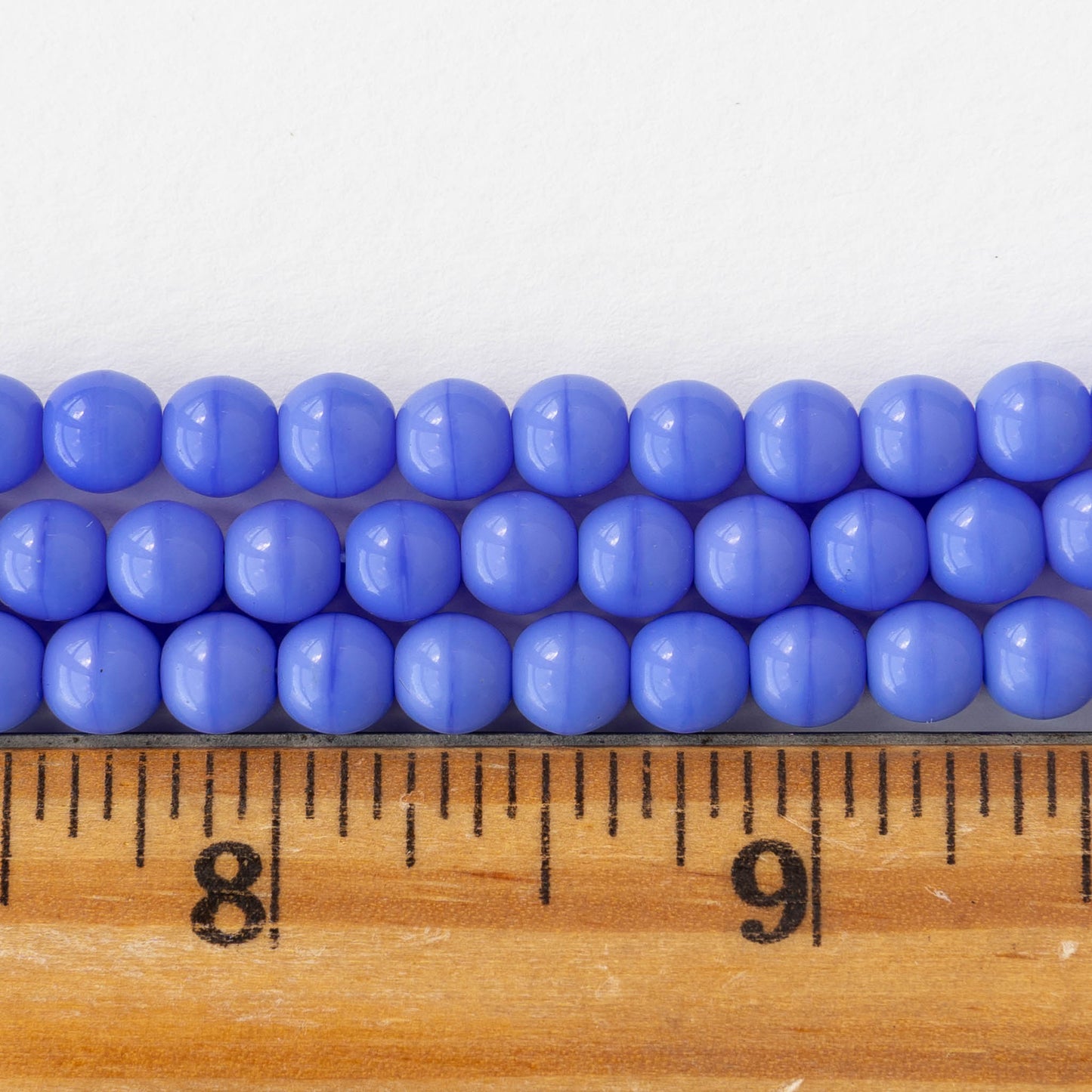 6mm Round Glass Beads - Opaque Periwinkle Blue - 25 or 75 beads