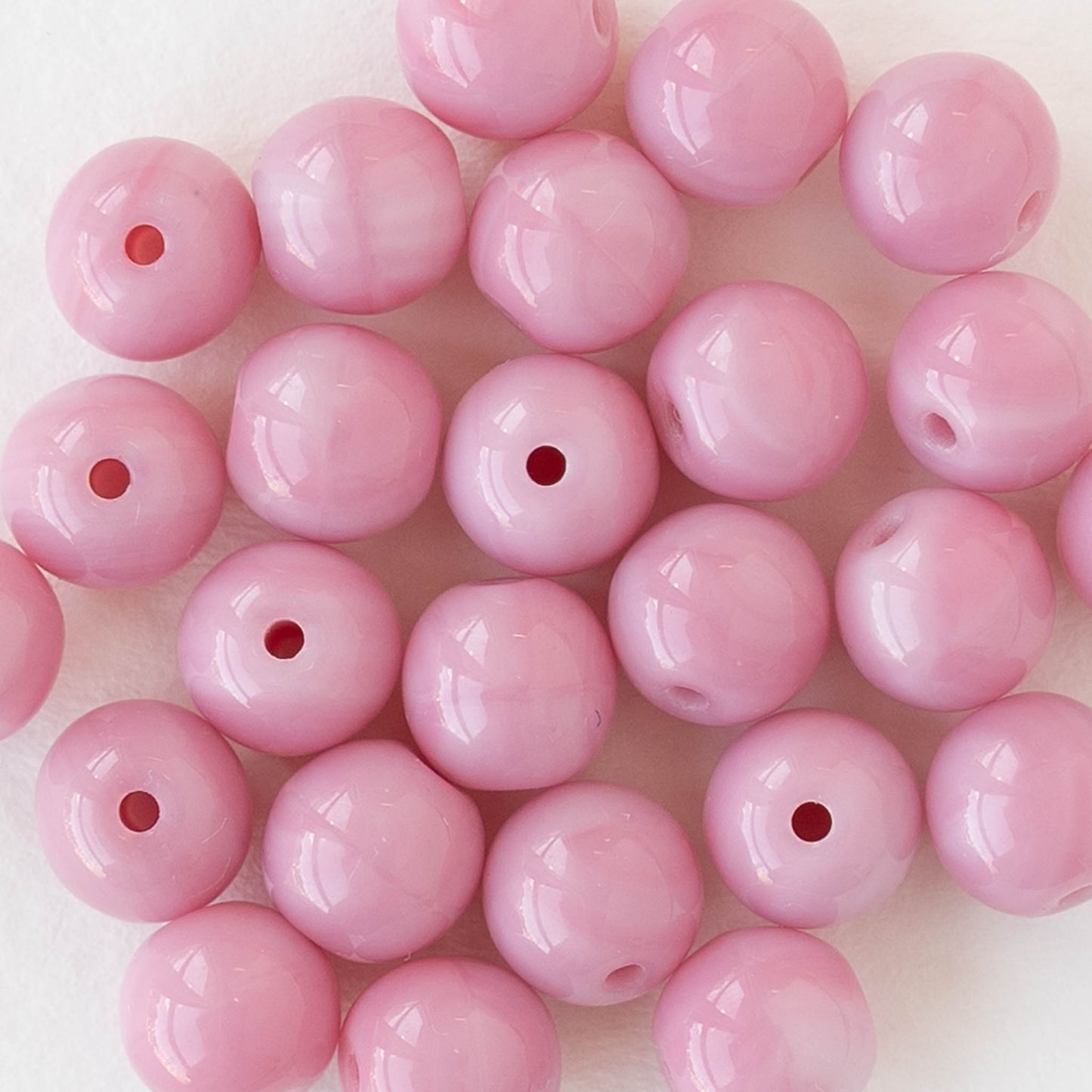 6mm Round Glass Beads - Opaque Pink Rose - 25 or 75 beads