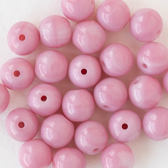 6mm Round Glass Beads - Opaque Pink Rose - 25 or 75 beads