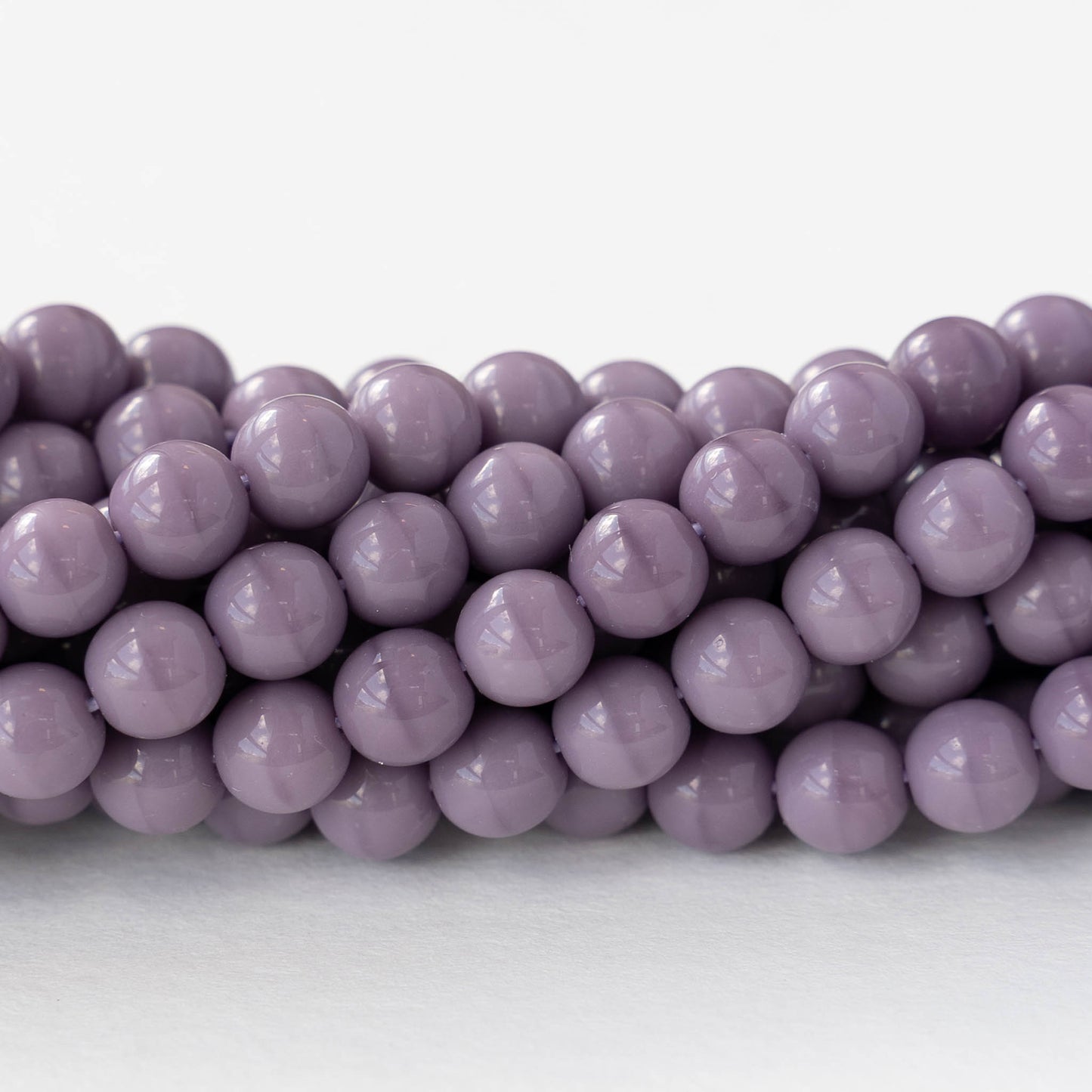 6mm Round Glass Beads - Opaque Mauve Purple - 25 or 75 beads
