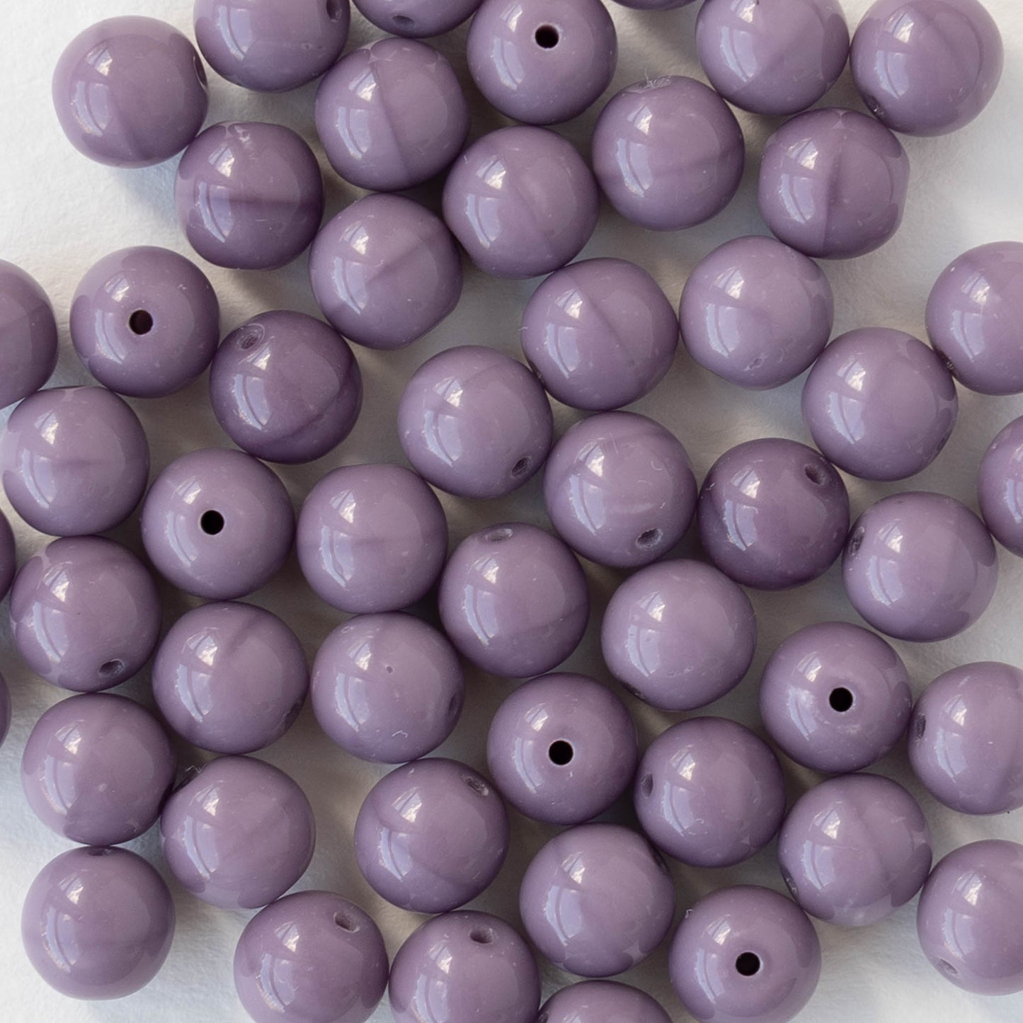 6mm Round Glass Beads - Opaque Mauve Purple - 25 or 75 beads