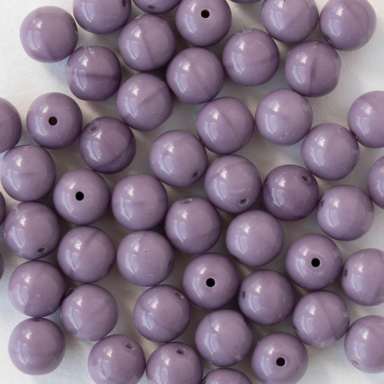 6mm Round Glass Beads - Opaque Mauve Purple - 25 or 75 beads