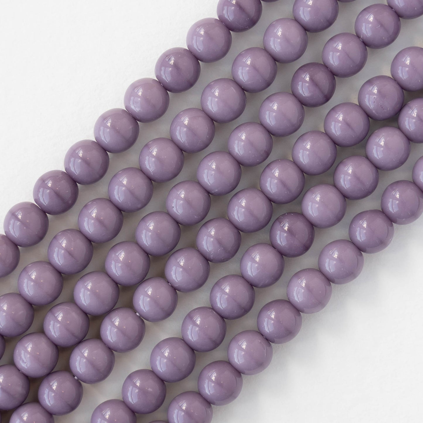 6mm Round Glass Beads - Opaque Mauve Purple - 25 or 75 beads