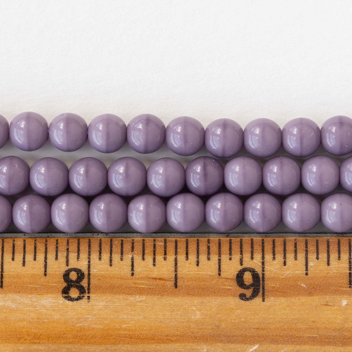 6mm Round Glass Beads - Opaque Mauve Purple - 25 or 75 beads