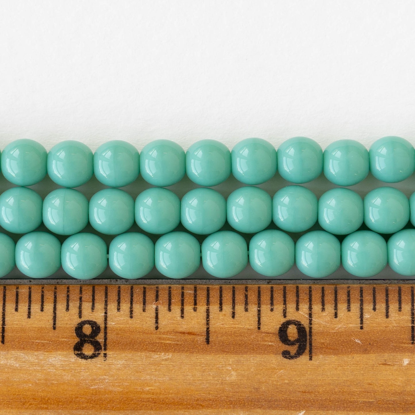 6mm Round Glass Beads - Opaque Green Turquoise - 25 or 75 beads