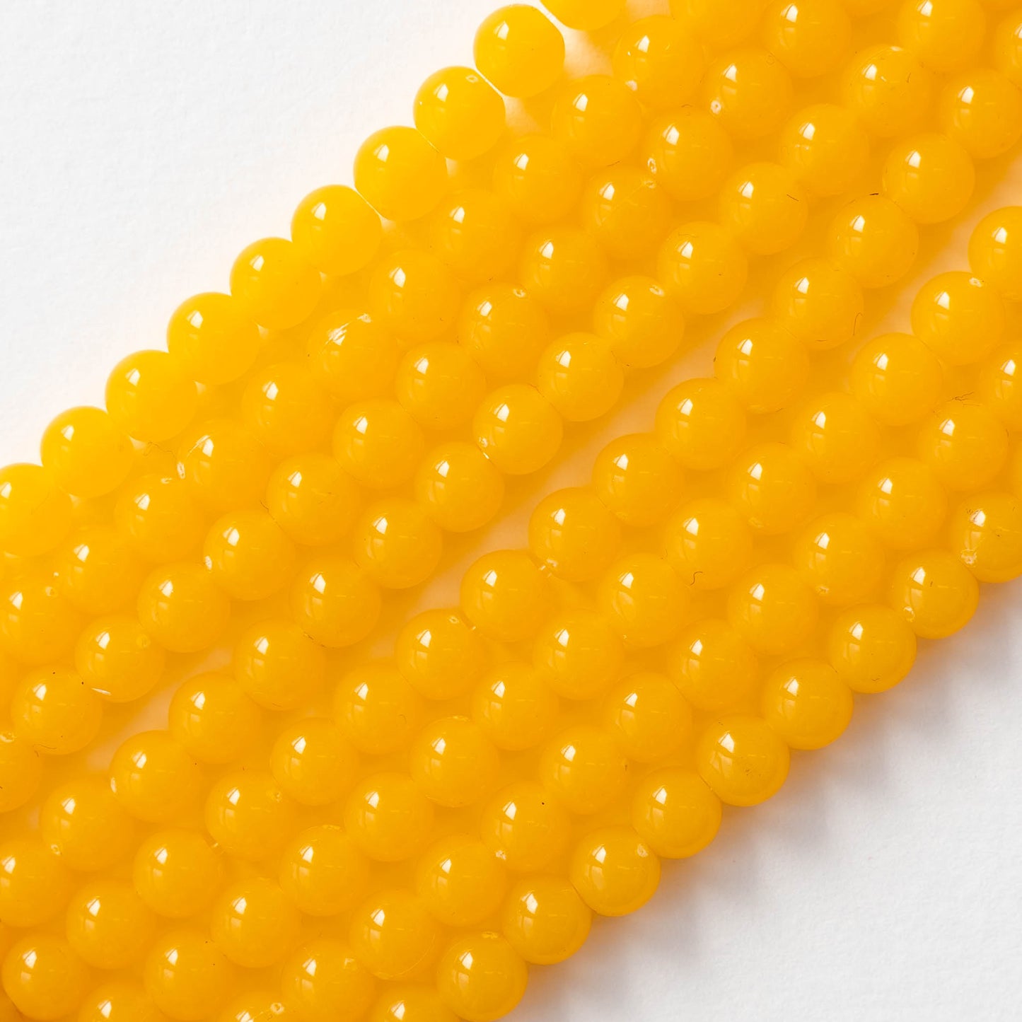 Round Resin Beads - 6mm - Opaline Yellow - 16 inch strand ~73 beads