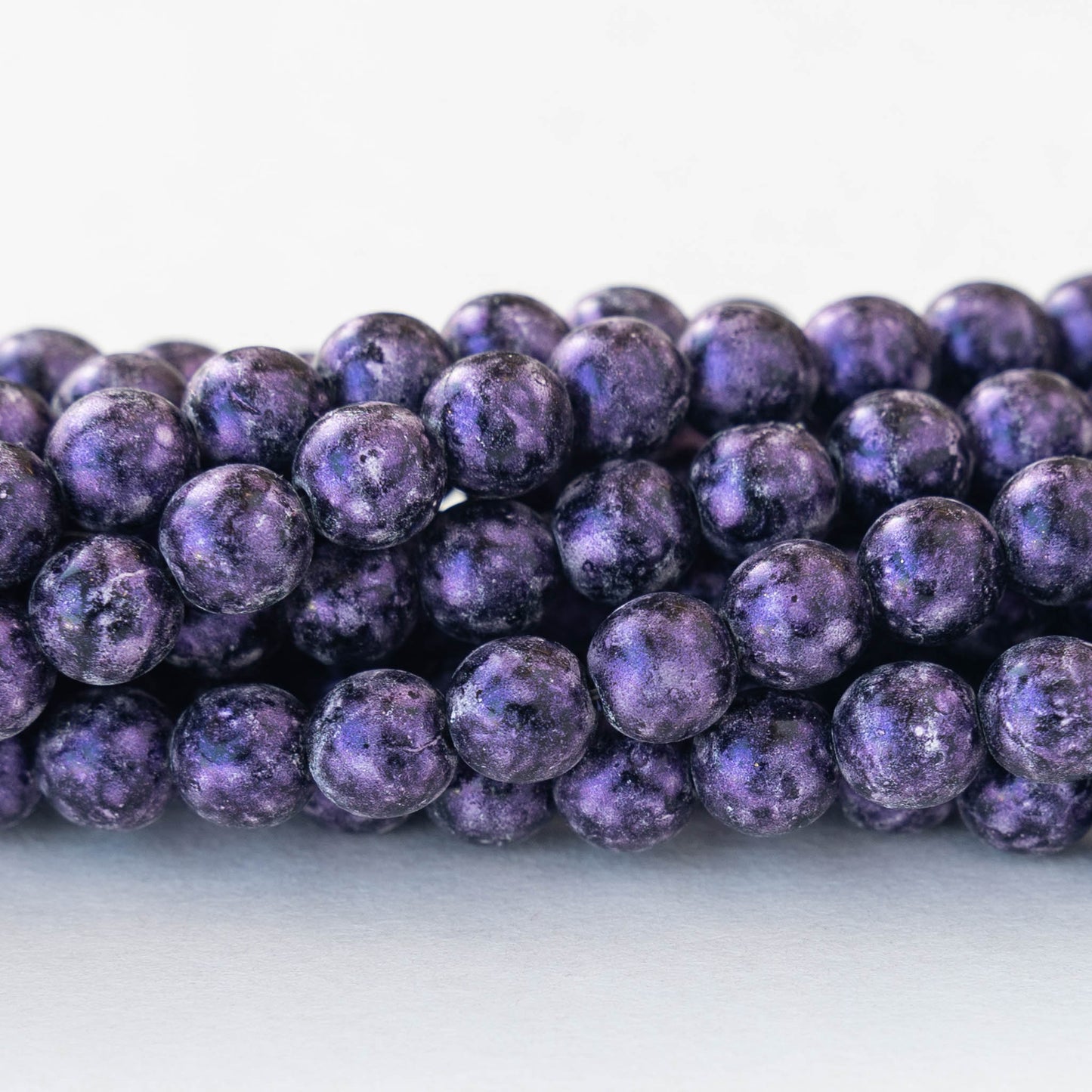 6mm Round Glass Beads - Eggplant -  50 Beads