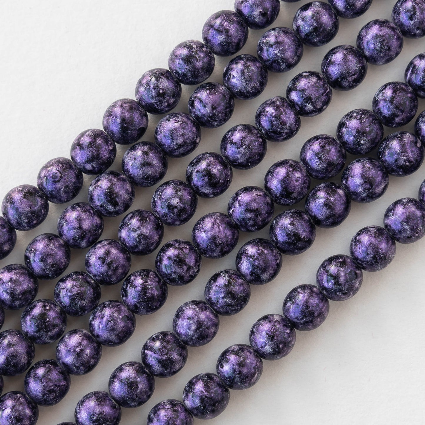 6mm Round Glass Beads - Eggplant -  50 Beads