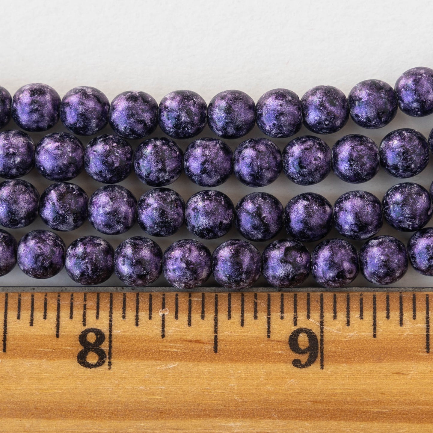 6mm Round Glass Beads - Eggplant -  50 Beads