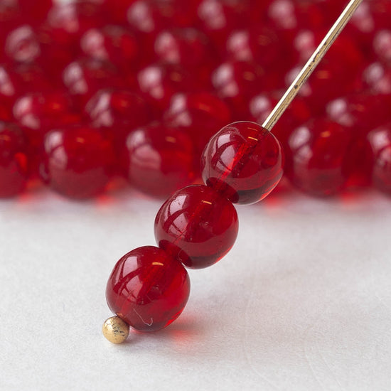 6mm Round Glass Beads - Transparent Red - 120