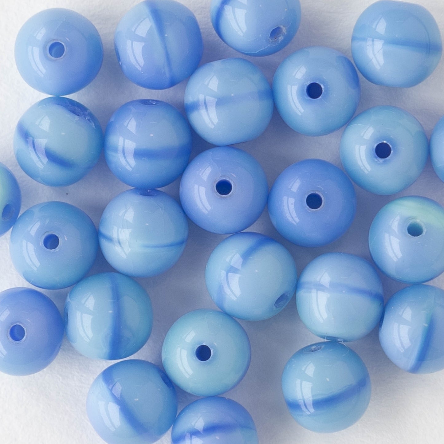 6mm Round Glass Beads -  Periwinkle Blue - 50 Beads