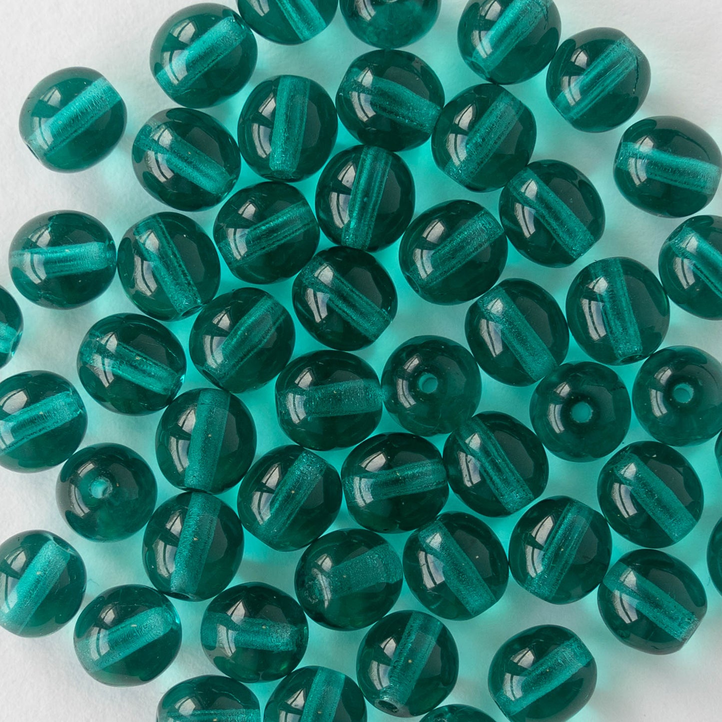 Load image into Gallery viewer, 6mm Round Glass Beads - Viridian Teal - 50
