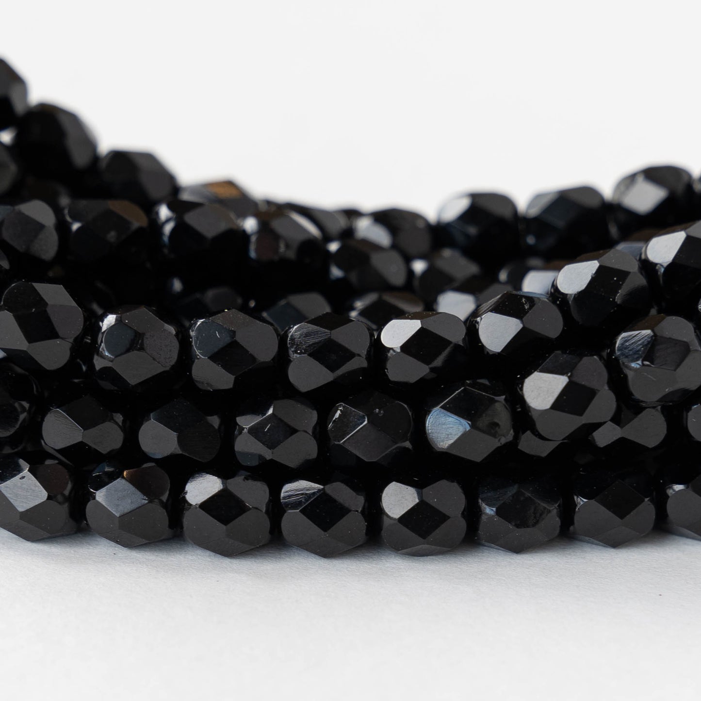 6mm Round Firepolished Beads - Opaque Black - 25 Beads