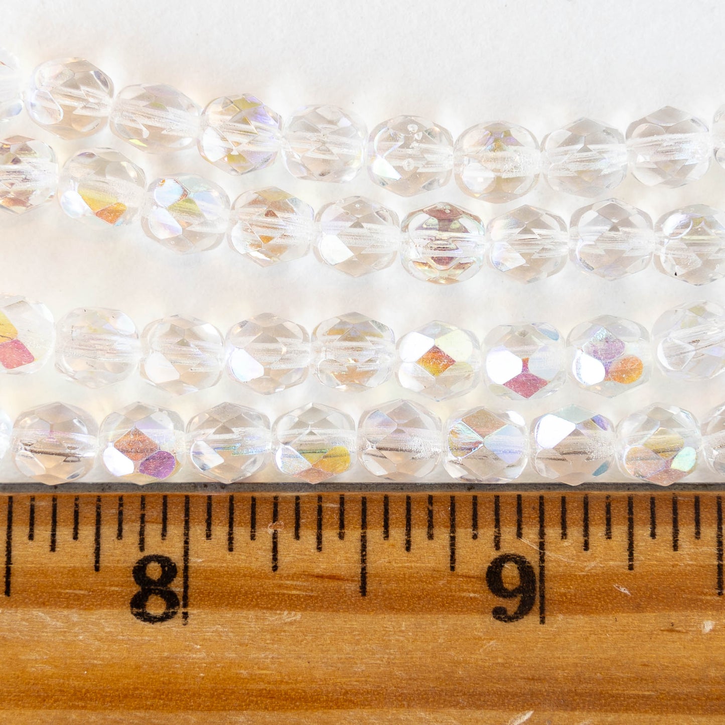 6mm Round Firepolished Beads - Crystal AB - 25 Beads