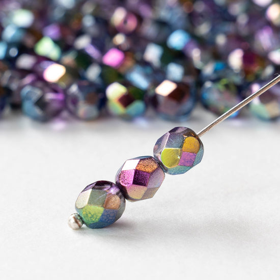 6mm Round Firepolished Beads - Crystal Magic Blue - 50 beads
