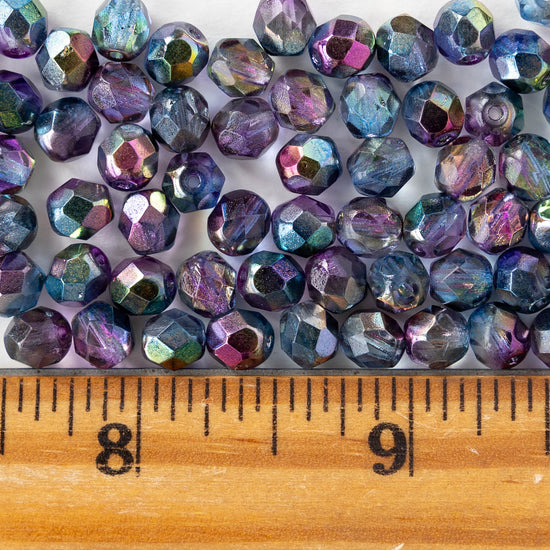 6mm Round Firepolished Beads - Crystal Magic Blue - 50 beads
