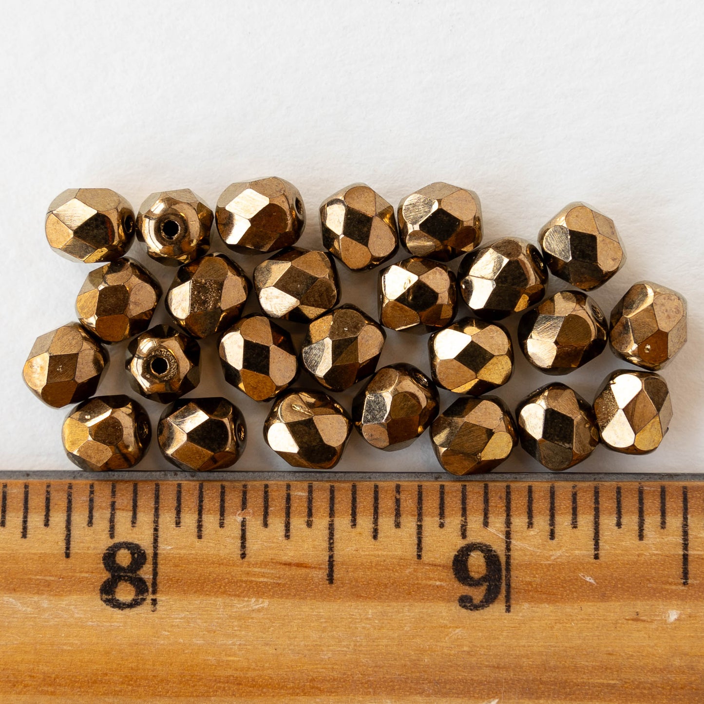 6mm Round Firepolished Beads - Golden Bronze - 25 Beads