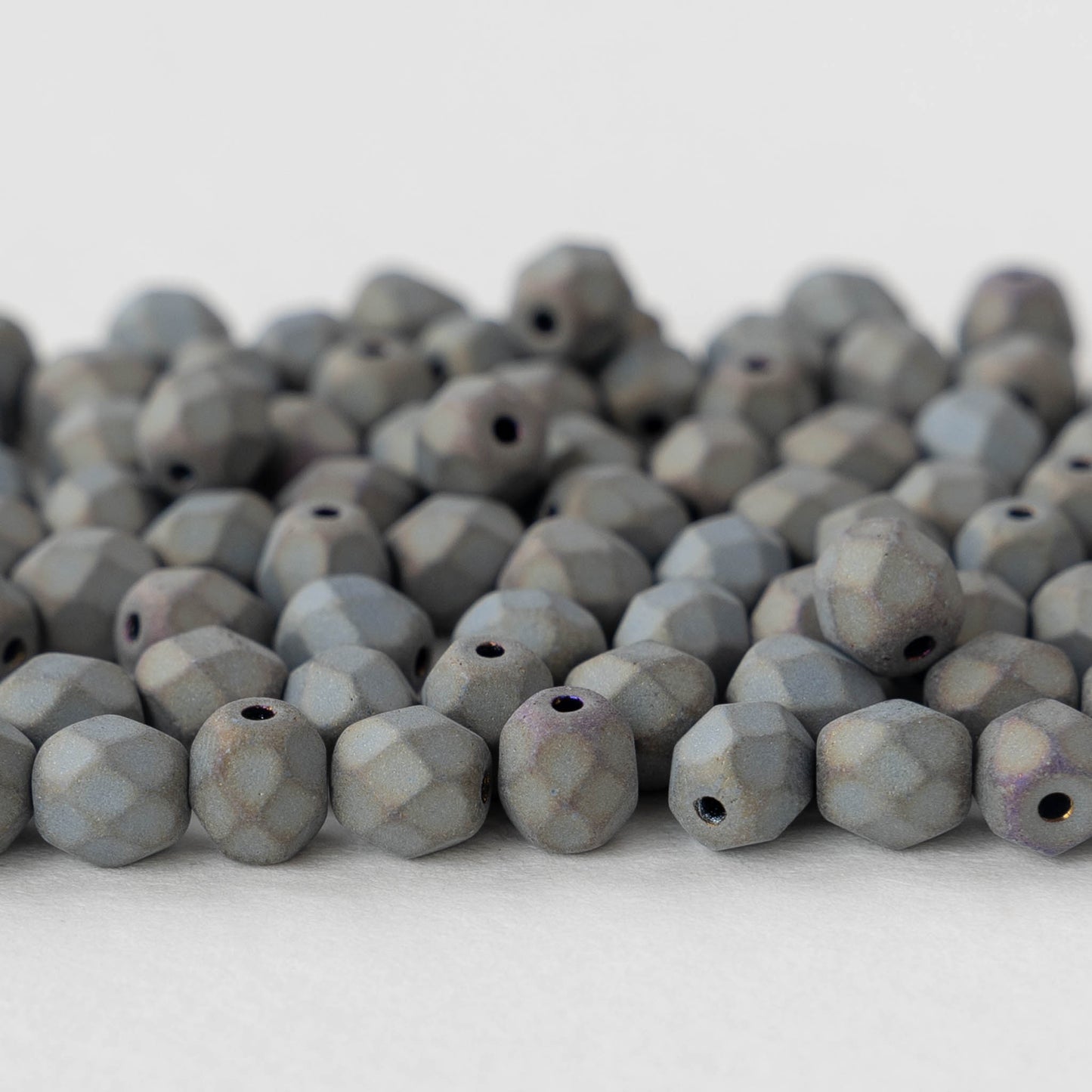 6mm Round Beads - Matte Gray - 50 beads