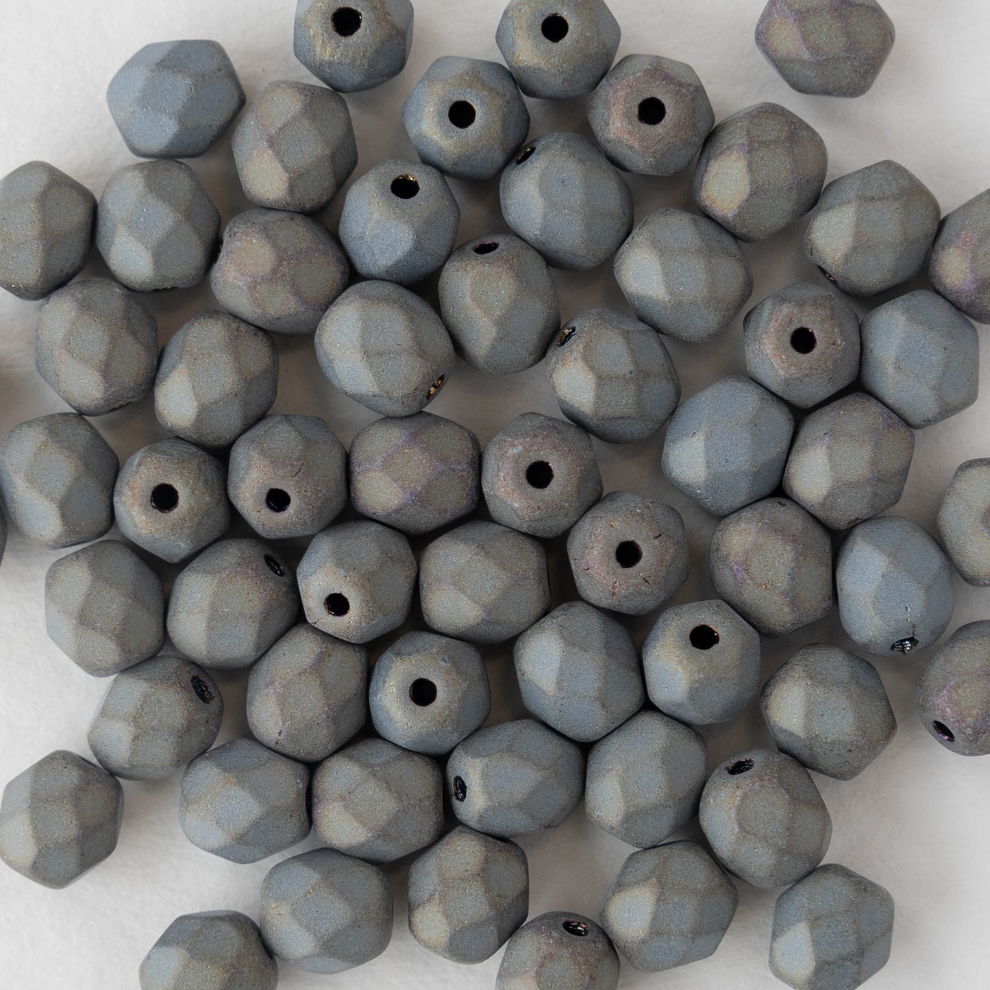French White Heart Cobalt Blue Beads 4mm (10 Grams)