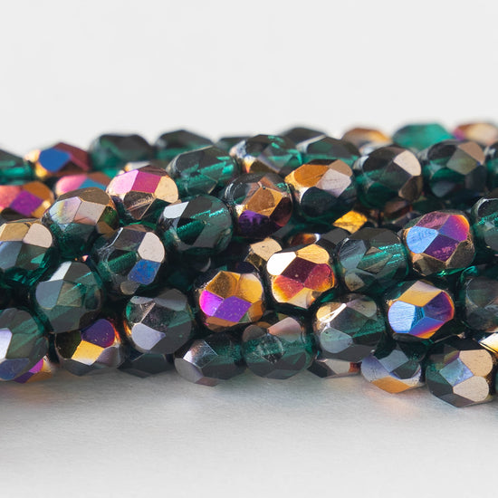 6mm Faceted Round Beads - Teal Sliperit - 50 beads