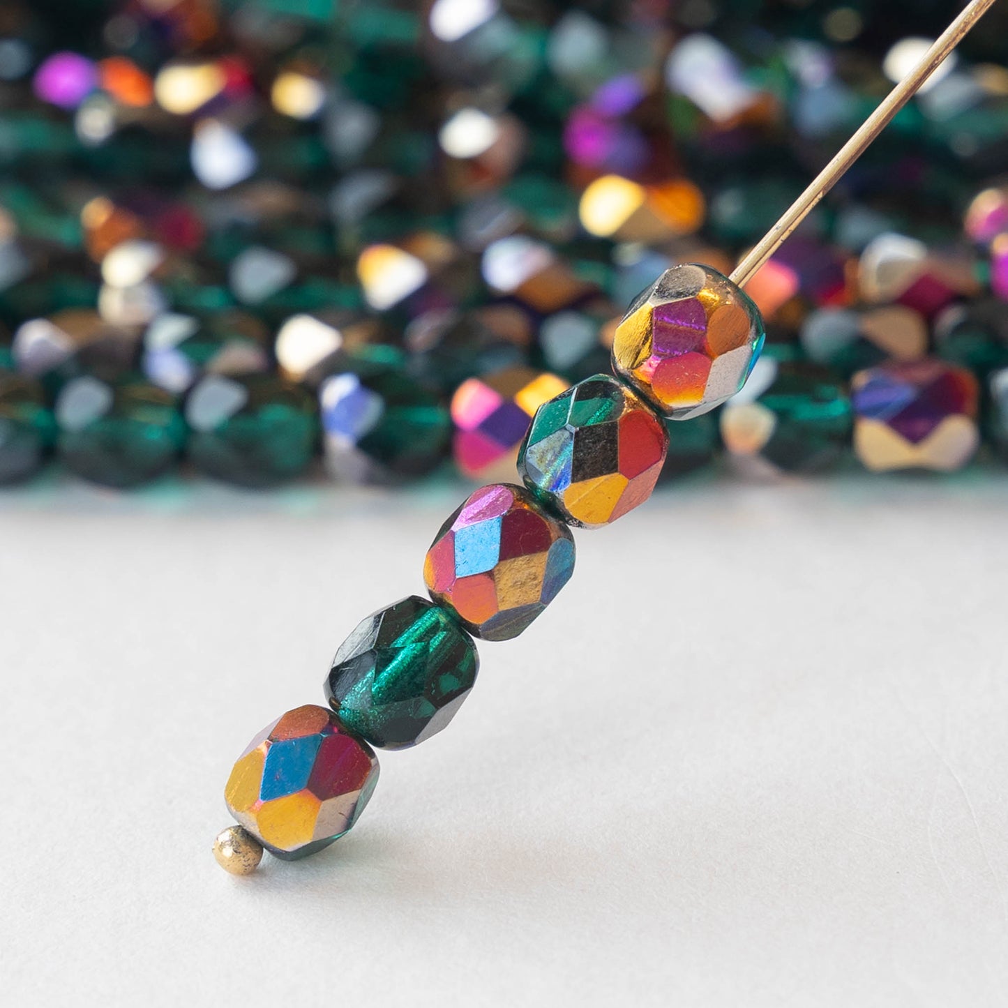 6mm Faceted Round Beads - Teal Sliperit - 50 beads
