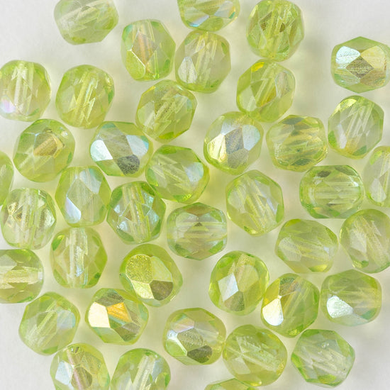 6mm Round Glass Beads - Jonquil AB - 50 Beads