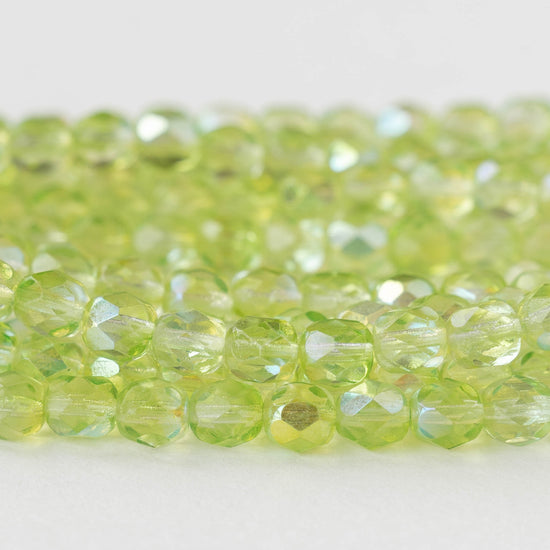 6mm Round Glass Beads - Jonquil AB - 50 Beads