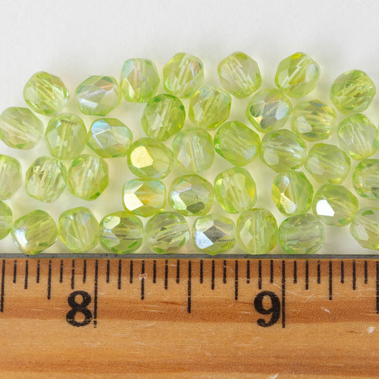 6mm Round Glass Beads - Jonquil AB - 50 Beads