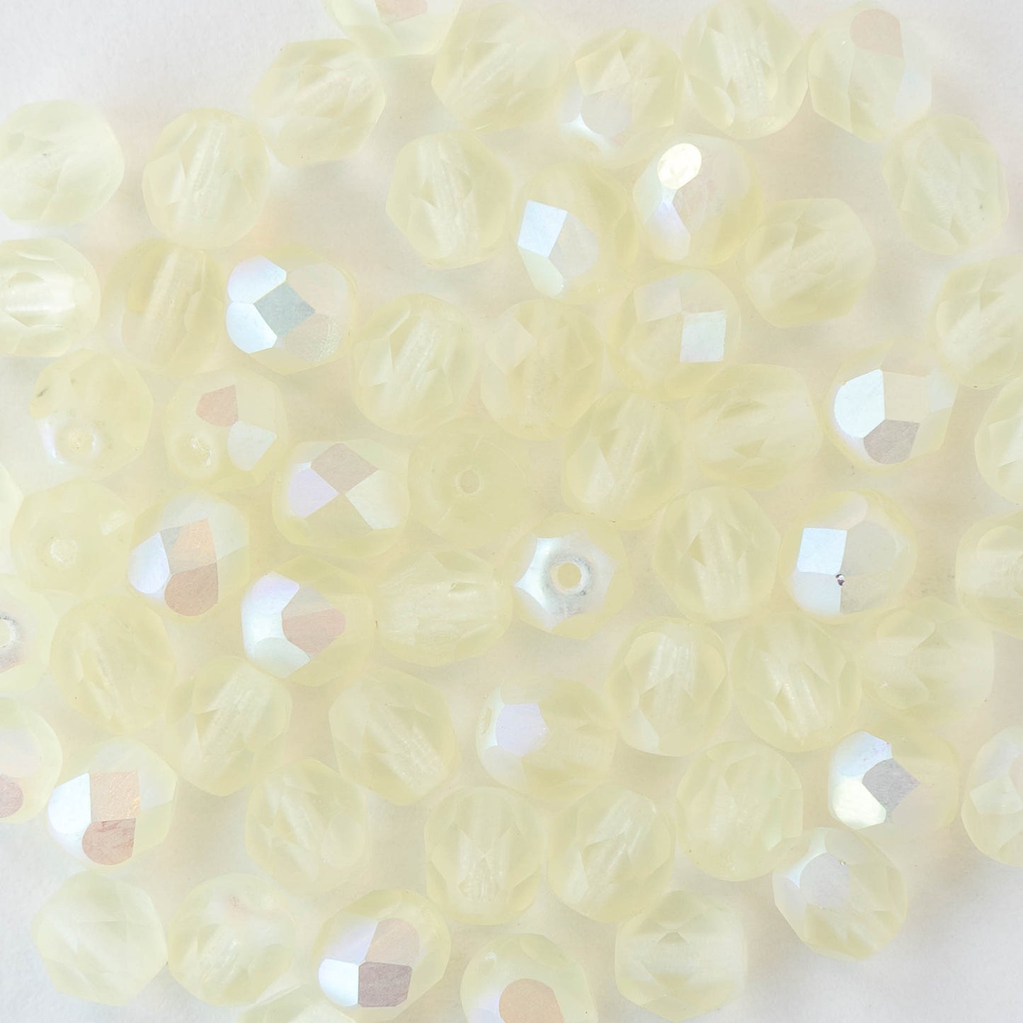 6mm Round Glass Beads - Pale Matte Yellow AB - 30 Beads