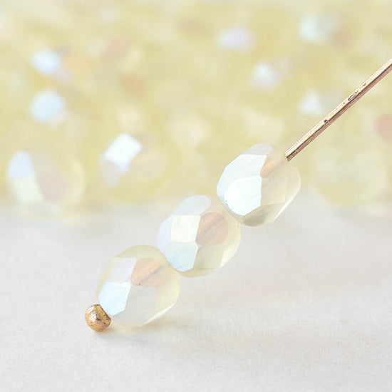 Load image into Gallery viewer, 6mm Round Glass Beads - Pale Matte Yellow AB - 30 Beads
