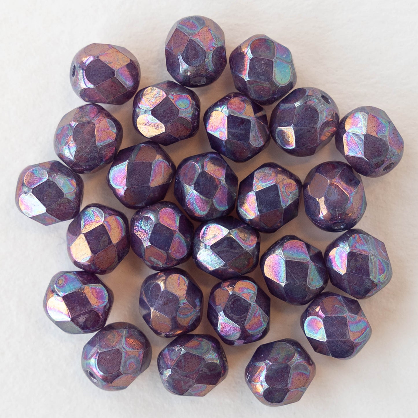 6mm Round Firepolished Beads - Lavender Luster AB - 25 Beads