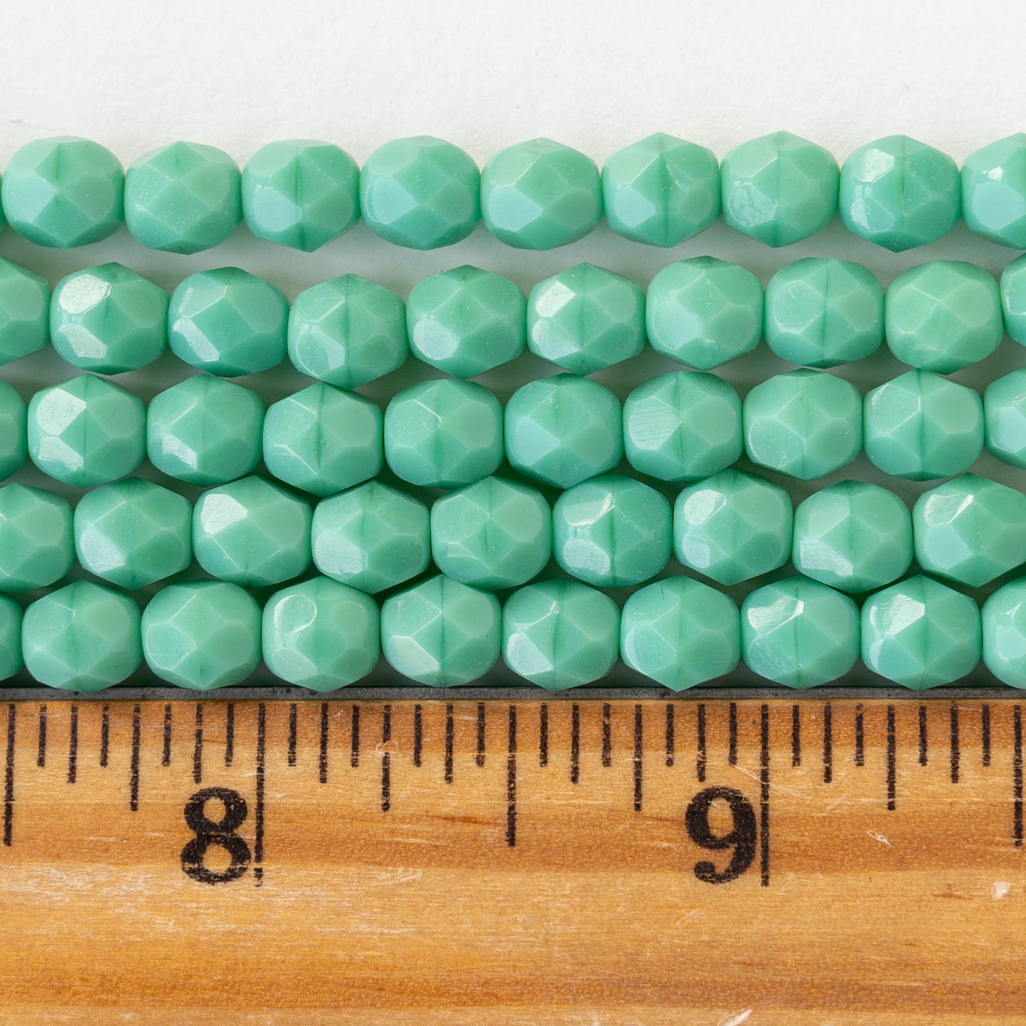 6mm Round Firepolished Beads - Opaque Seafoam - 25 beads