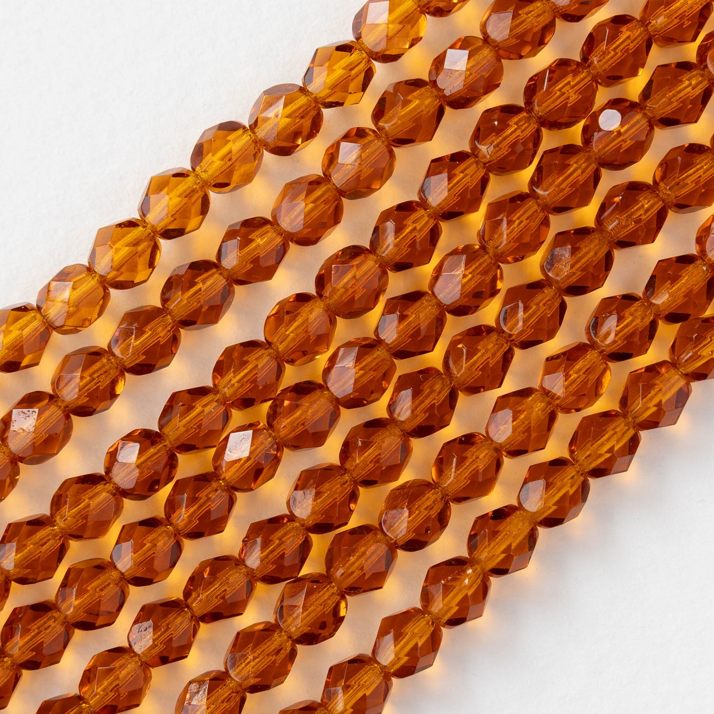 6mm Round Firepolished Beads - Topaz - 25 or 75 beads