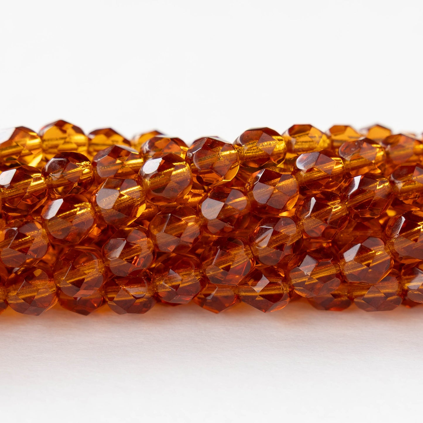 6mm Round Firepolished Beads - Topaz - 25 or 75 beads
