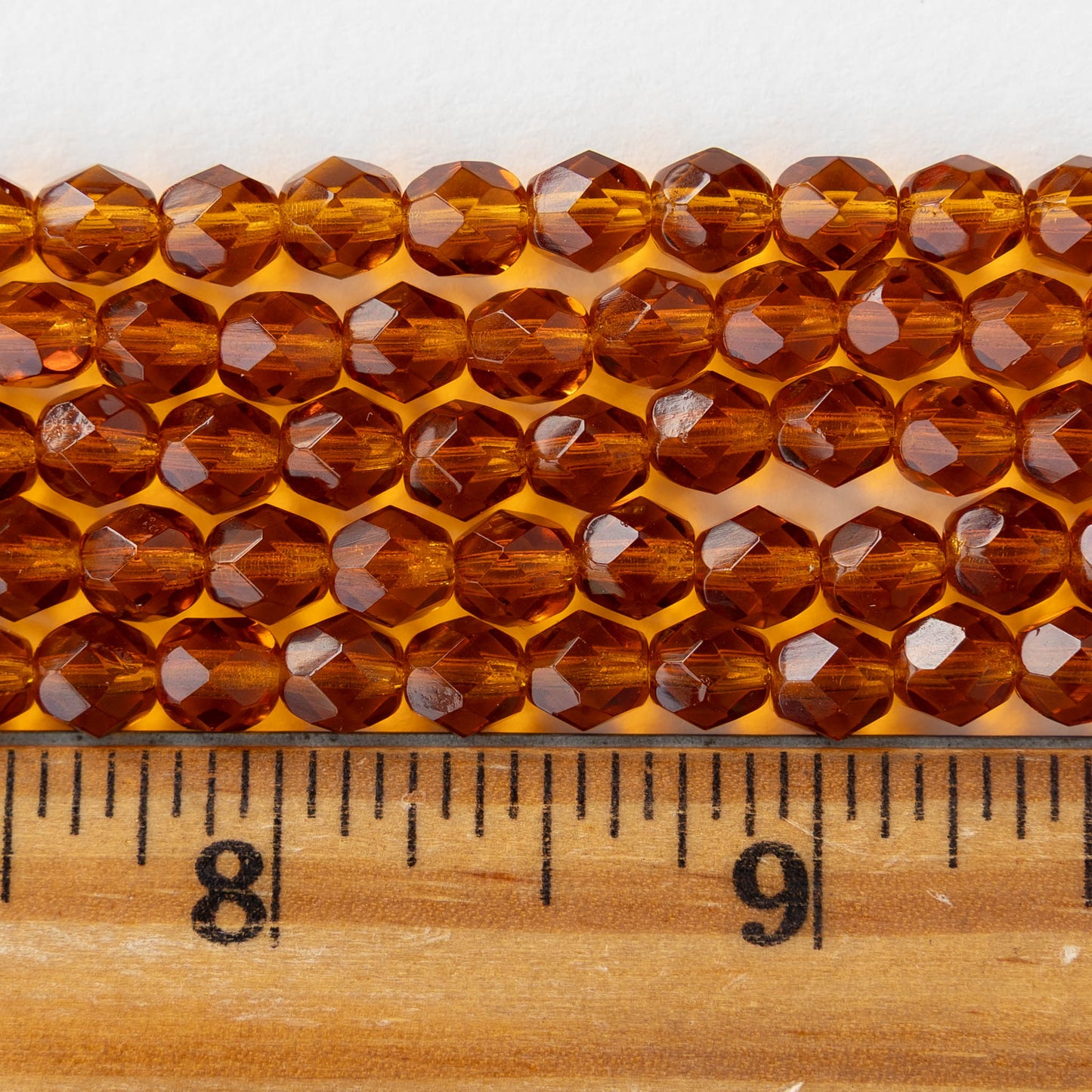 6mm Round Firepolished Beads - Topaz - 25 or 75 beads