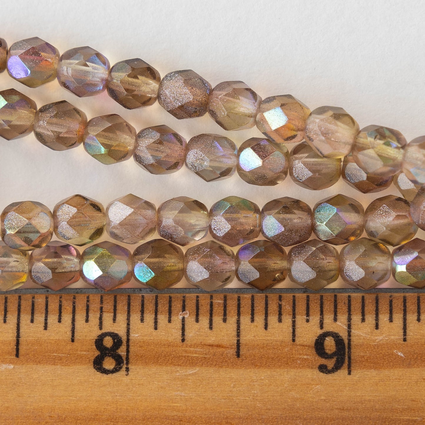 6mm Round - Yellow and Pink with an AB Finish - 25 beads
