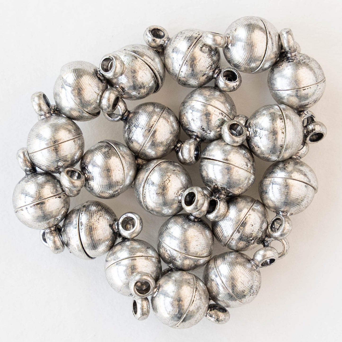 6mm Round Magnetic Clasp - Antiqued Silver - 1 clasp