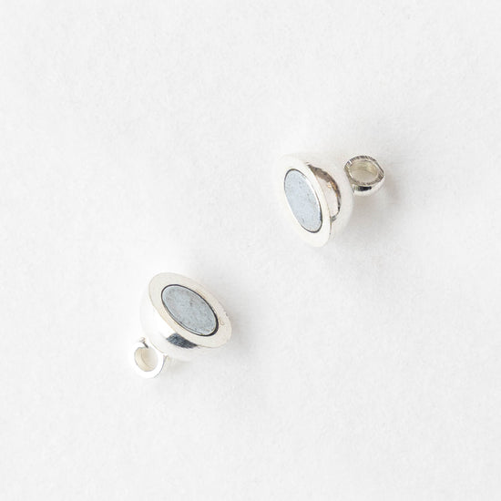6mm Round Magnetic Clasp - Silver - 1 clasp