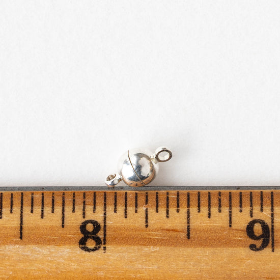 6mm Round Magnetic Clasp - Silver - 1 clasp