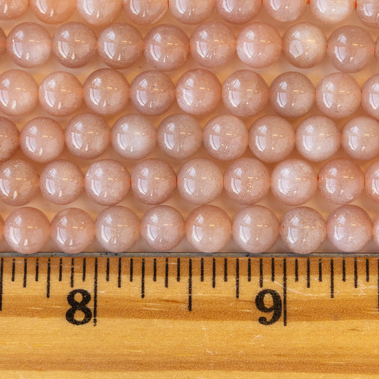 6mm Peach Moonstone Rounds - 16 inches